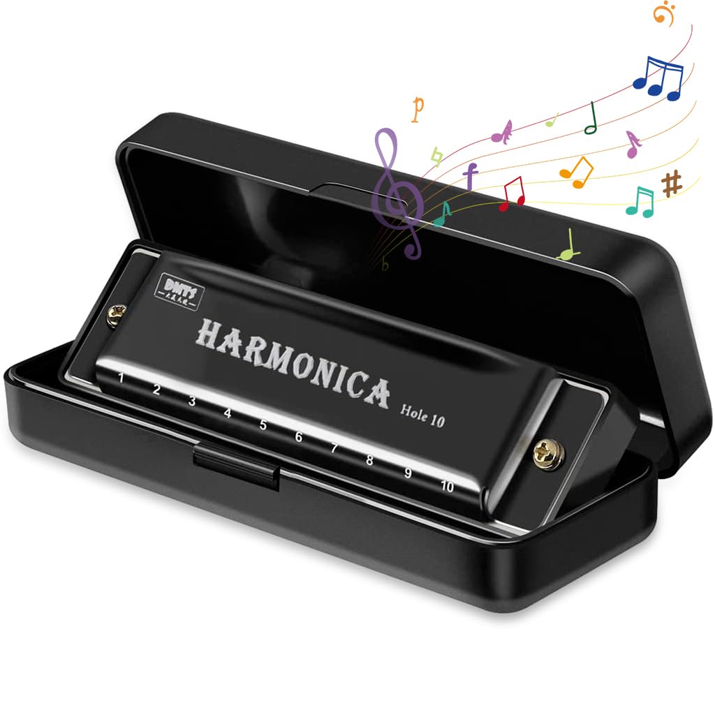 HASTHIP Harmonica Mouth Organ Musical Instrument Titanium Copper Core Harmonica C Key 10 Hole 20 Tone for Beginners Durable Clear Sound, Birthday Gifts for Kids Adults, Suitable for Blues Folk, Black HASTHIP Harmonica Mouth Organ Musical Instrument Titanium Copper Core Harmonica C Key 10 Hole 20 Tone for Beginners Durable Clear Sound, Birthday Gifts for Kids Adults, Suitable for Blues Folk, Black